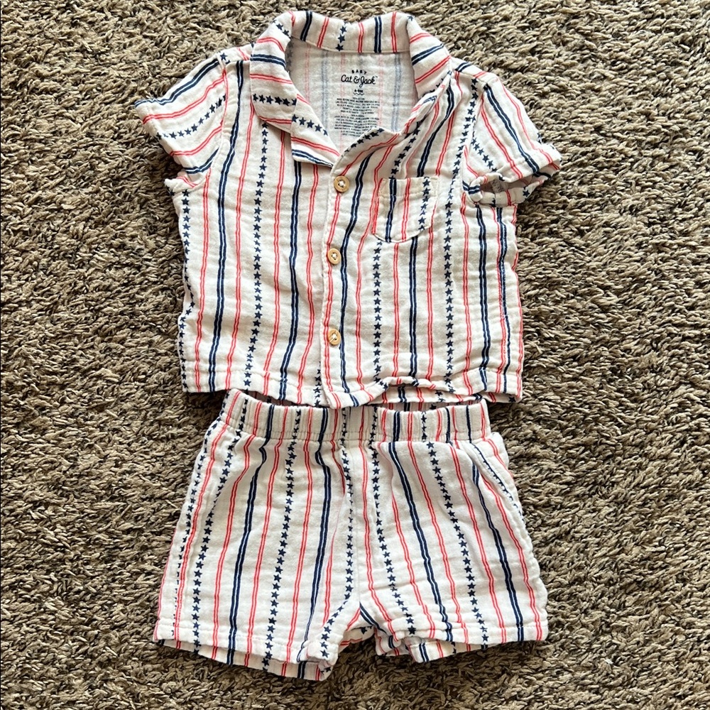 Cat & Jack Multicolor Striped Shirt and Shorts Set